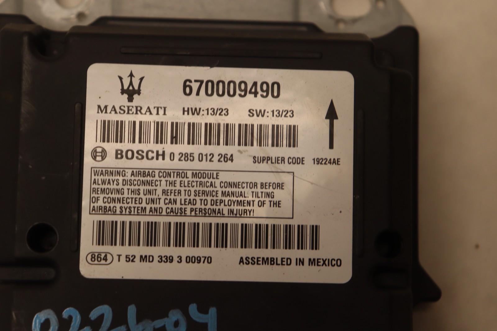 2014-2017 MASERATI QUATTROPORTE AIR BAG SRS RESTRAINT CONTROL MODULE OEM