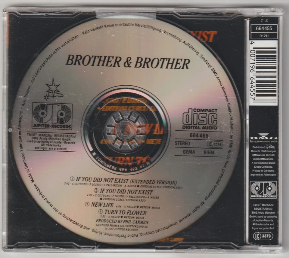 Brother and Brother - If you did not exist (1991) [4 Track Maxi-CD] - Bild 2 von 3