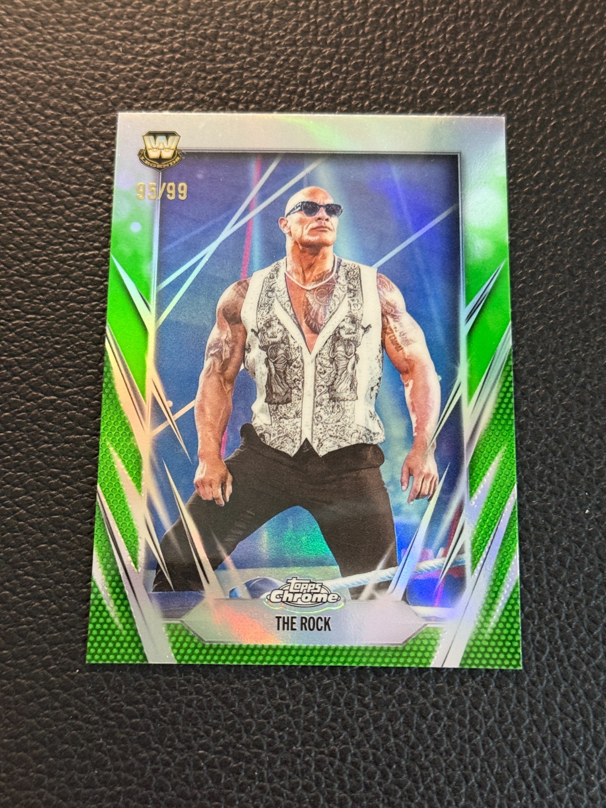 2026 Topps Chrome WWE The Rock Base /99 Green BZP