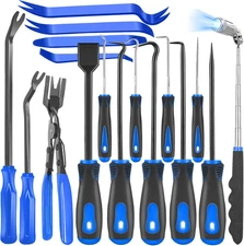 17Pcs Mechanic Hook and Pick Tool Set & Car Trim Removal Kit with Fastener Clip