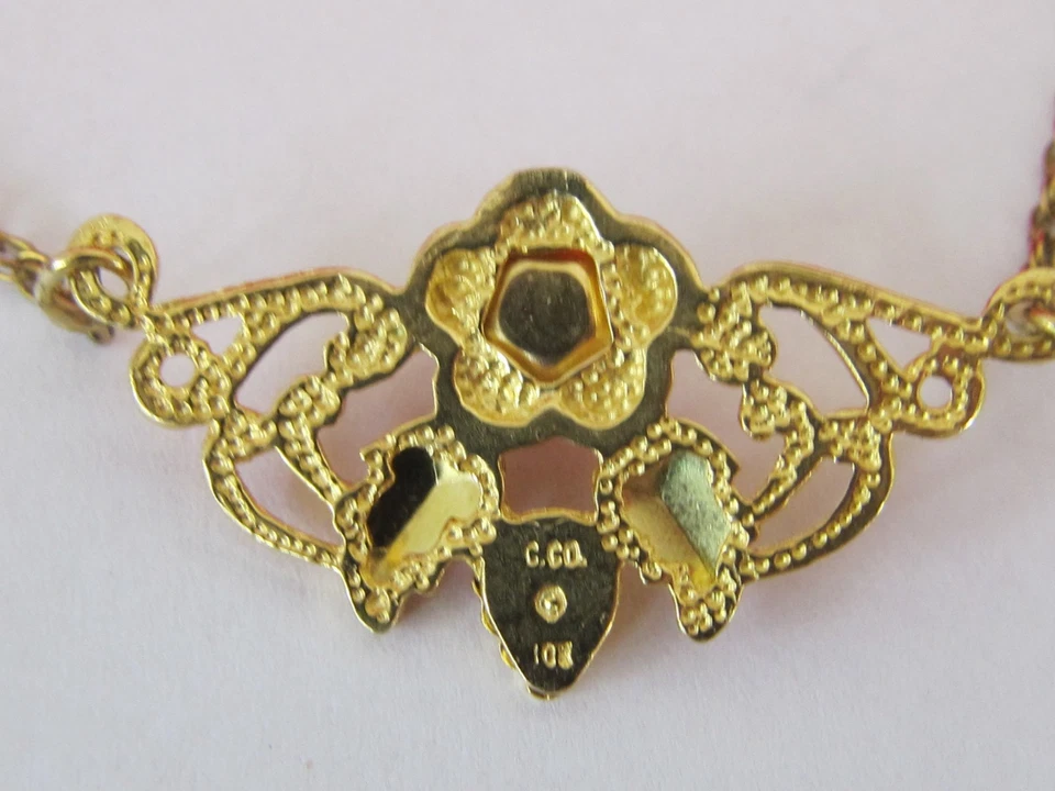 Collar De Colección Coleman Co Black Hills Oro 10K Amarillo~Rosa~Hojas de Oro Verde Uva Foto 2 de 4