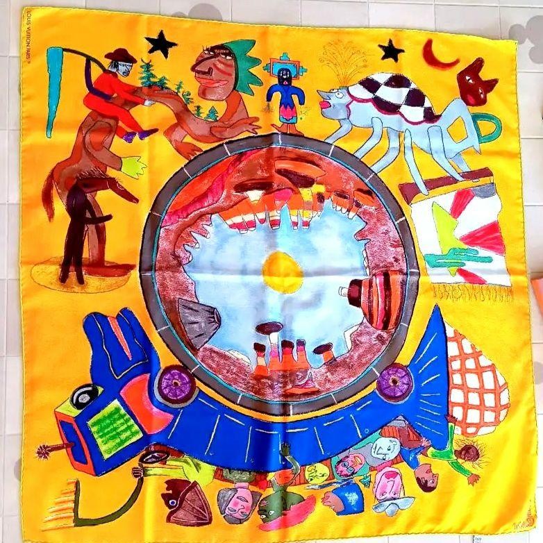 Louis Vuitton William Wilson Silk Scarf Preowned No Box Womens Luxury Accessory