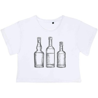 ''Three Bottles'' Damen Baumwolle Crop Tops (CO048558)