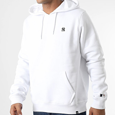 New York Yankees Hoodie Herren 47 Brand MLB Base Runner Weiß Top - Neu