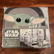 Lambs  Ivy Star Wars The Child Baby Yoda Nursery 3-Piece Baby Crib Bedding Set