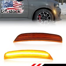 Amber Lens Full LED Front Bumper Side Marker Lights For 2021-2025 Dodge Durango