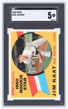 Jim Kaat Washington Senators 1960 Topps #136 SGC Authenticated 5 Rookie Card. rookie card picture