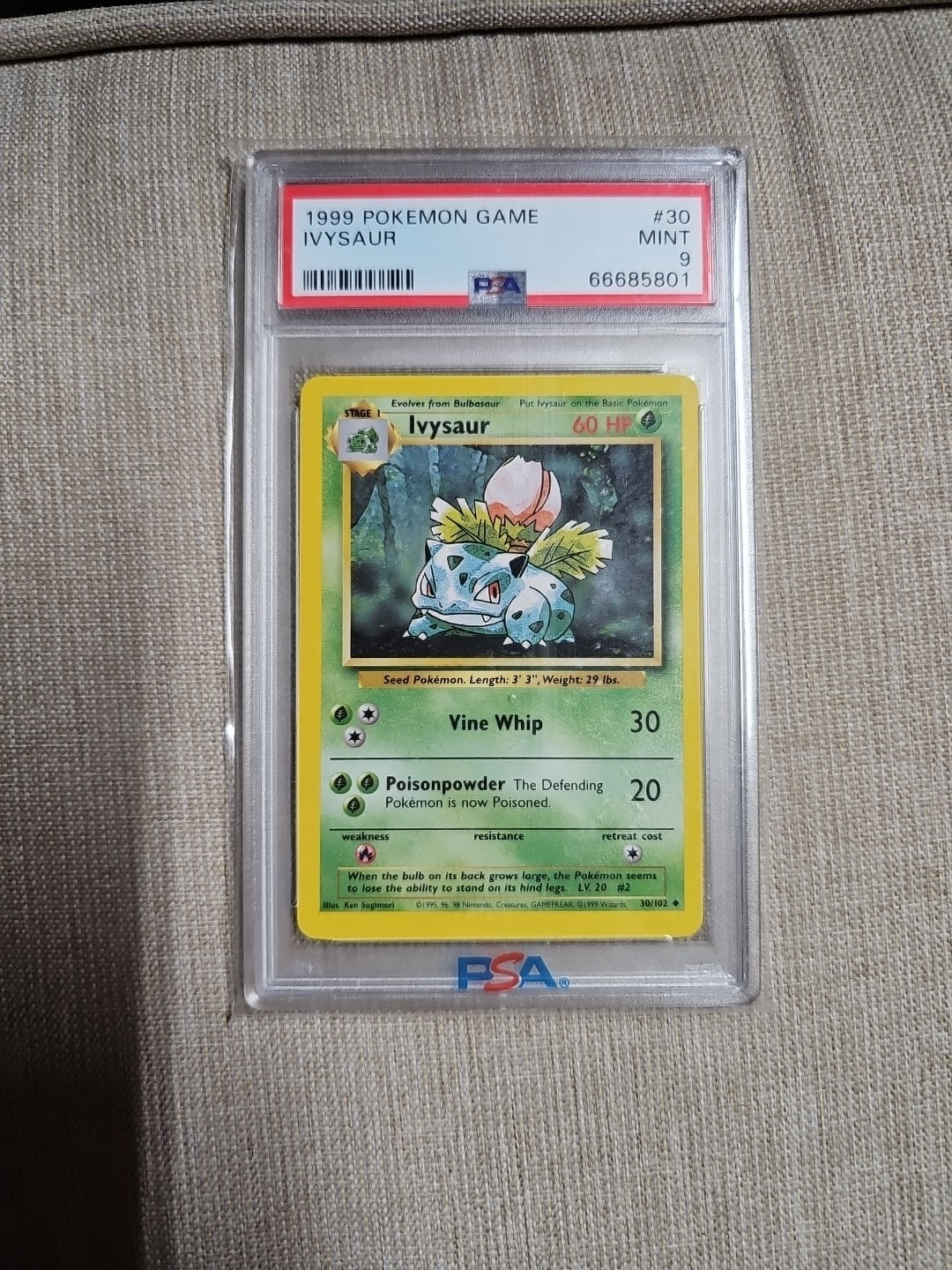1999 Pokémon Game Ivysaur #30 PSA 9 MINT – WOTC Base Set Vintage Rarity #30