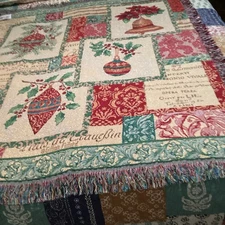 Manual Woodworkers & Weavers Christmas Throw Ornaments,  Music, Poinsettias