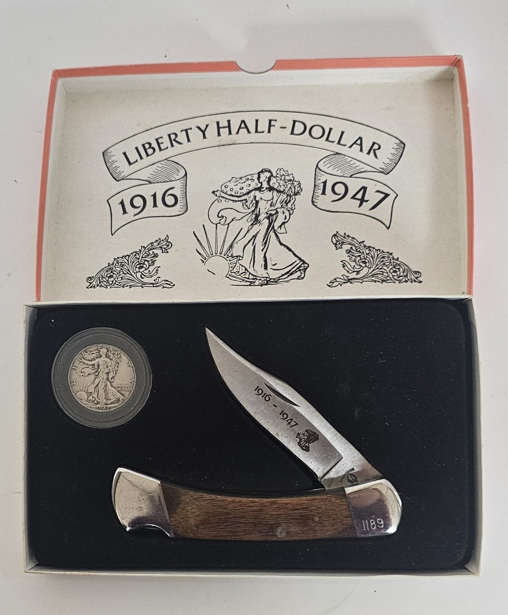 Cherokee Pocket Knife And 1947 Liberty Half Dollar Set In Box