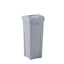 Square Trash/Garbage Container W/ Untouchable Swing Top Lid 23-Gallon Gray