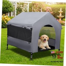 Dog House, 36  Large Dog House Outdoor Indoor Elevated Dog Cot Bed 36 INCH Grey