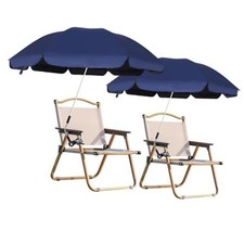 Beach Umbrella with Clamp, Adjustable Umbrellas for Chair, Navy Blue-2 Pack