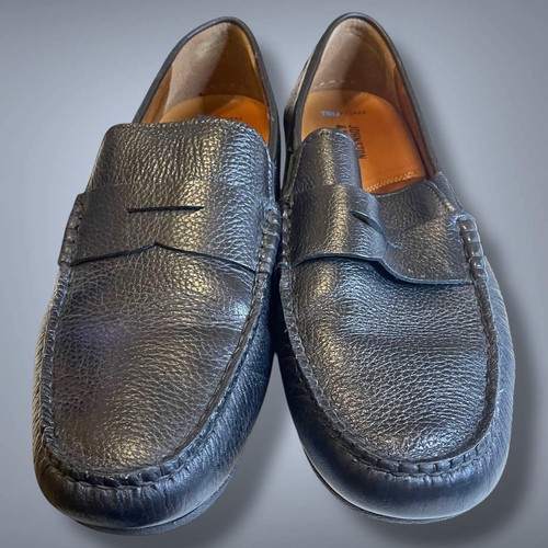 Neu ohne Etikett Herren Größe 10 Johnston & Murphy schwarz Kiesel Leder Penny Driver Halbschuh - Bild 12 von 22