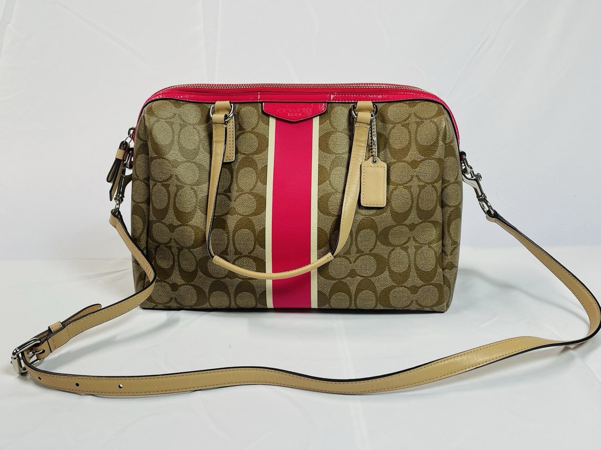 Coach Signature Pink Stripe Nancy Satchel A1493-F30662 | eBay