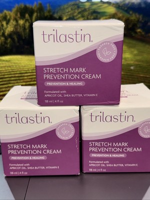 TriLASTIN Maternity Stretch Mark Prevention  & Healing Cream 4 oz (3 Pack) New