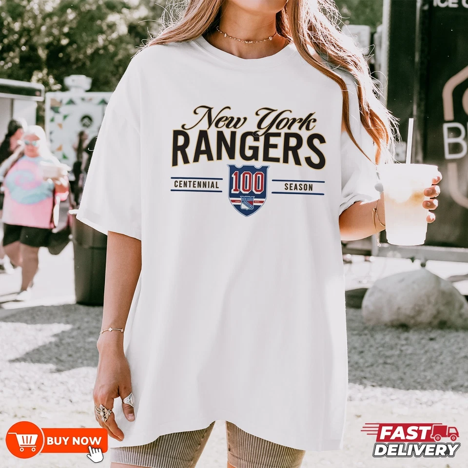 New York Rangers 100th Anniversary NHL Hockey TShirt - Full Color, Full Size - Image 4 of 4