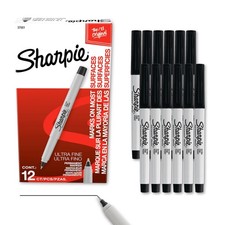 Permanent Markers, Ultra Fine Tip, Black, 12 Count - Quick Drying, Fade Resis...