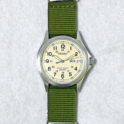 SEIKO Military V743-8090 Luminous Day Date Men's Field Watch 1999