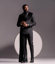Latest design customization Men Suits Peaked Lapel Groom Tuxedos 2 Pieces Set