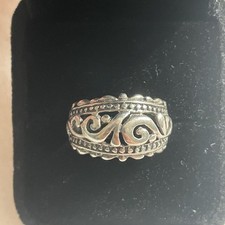 Sterling Silver Ring Marked 925 Thick Domed Scroll Work Size 9 - 6g