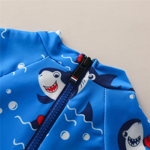 New Boys' Short-sleeved Blue Shark One-piece Romper - Picture 4 of 5