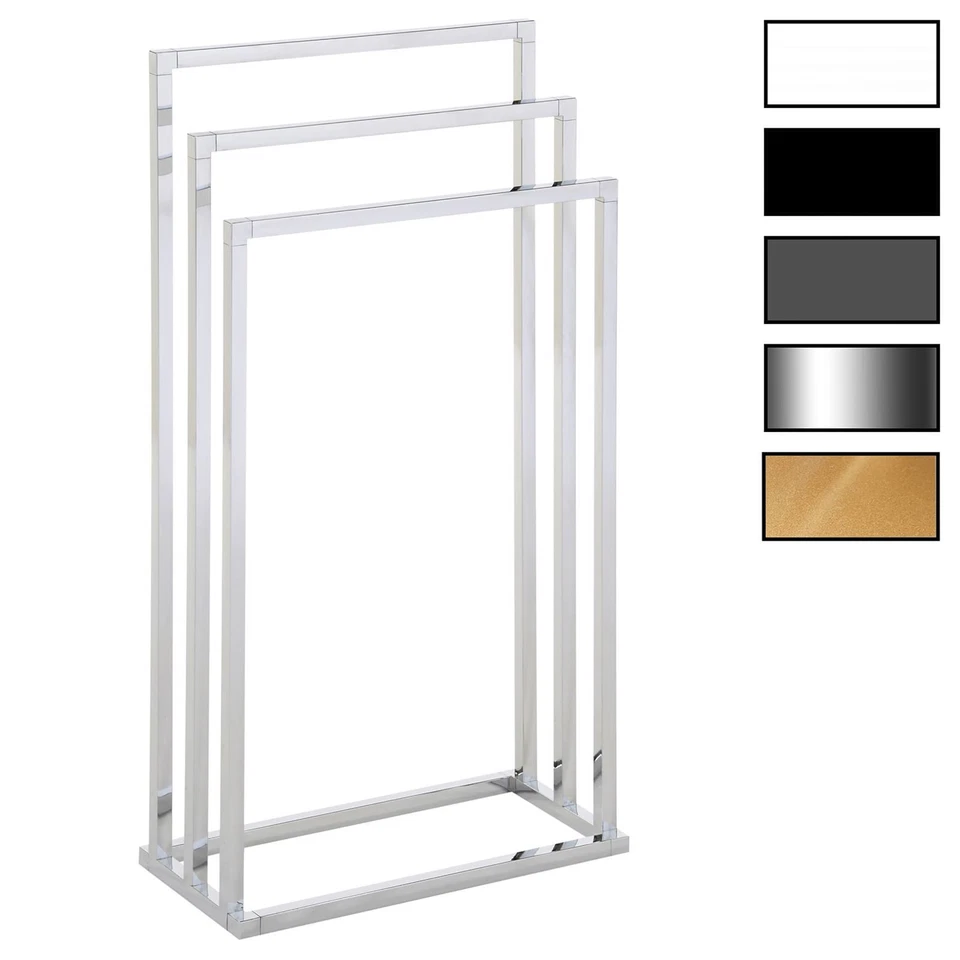 Porte-serviettes support pour vêtements linge salle de bain 3 portants en métal - Photo 1/1