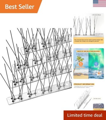 Durable Stainless Steel Bird Spikes - Humane Pigeon Deterrent for 3.4ft Areas