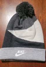 Nike Knit Youth Hat, Grays/Ivory, PomPom