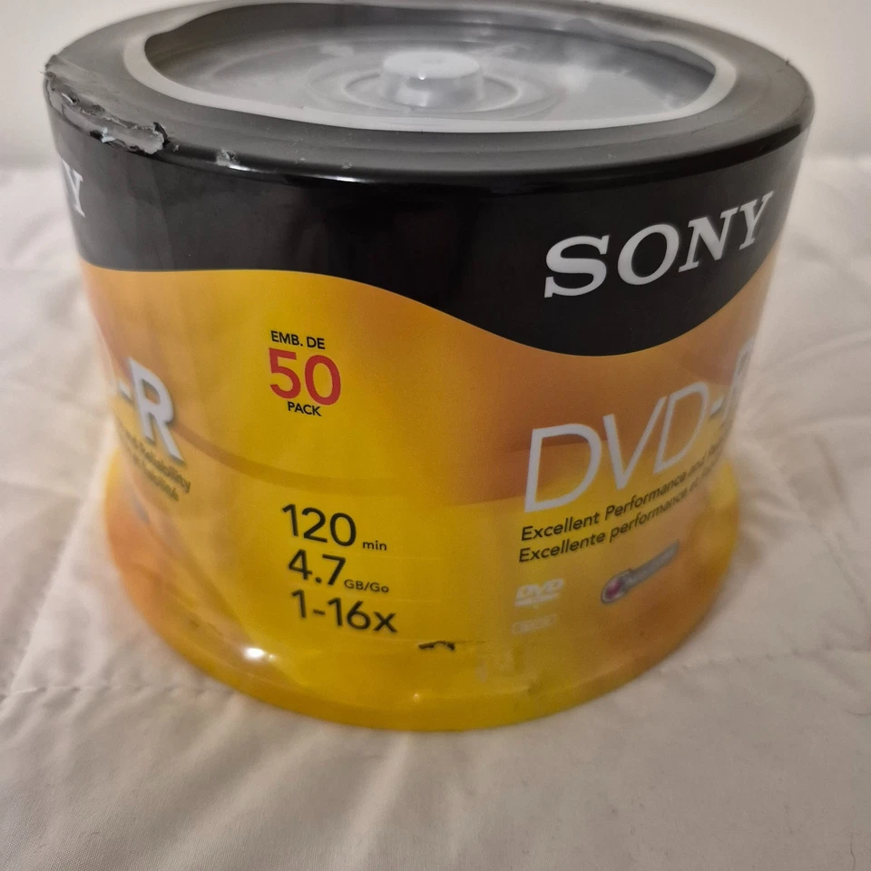 Sony DVD-R 50 Pack 4.7 GB 120 Min Blank Media Disc 1x-16x New Sealed - Image 4 of 4