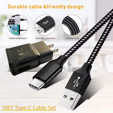 Adaptive Fast Charging Type C Cable Wall/Travel Charger Adapter USB-C 10ft Cord