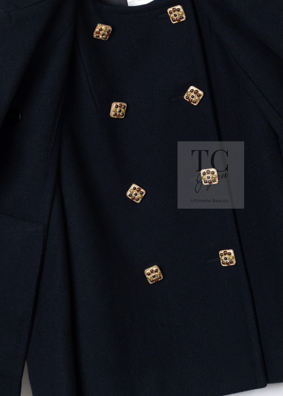 CHANEL 11PF Black Wool Gripoix Buttons Double Jacket Coat Karl Lagerfeld 36 US4 image 8