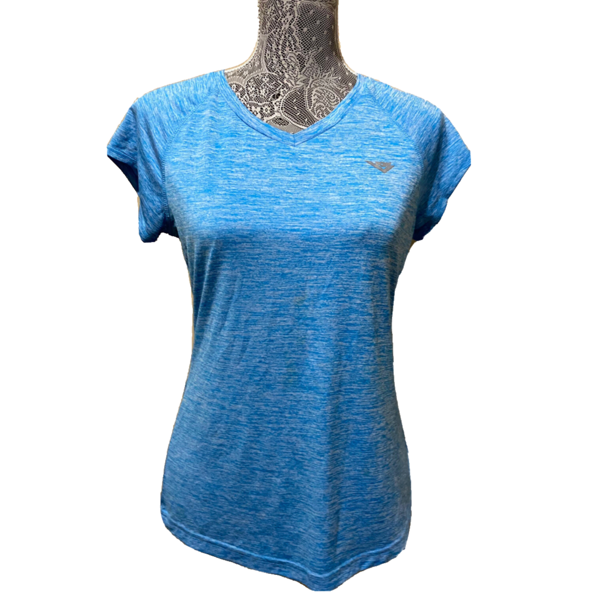 Camicia sportiva pony donna media asciutta stoppino scollo a V blu erica maniche corte