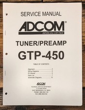 Adcom GTP-450 Tuner / Preamp Service Manual *Original*