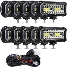 MUVKQC 10PCS 7INCH 120W LED Light Bar Spot Flood Combo for Truck ATV SUV