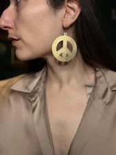 Brand New Gold-Tone Peace Sign Earrings