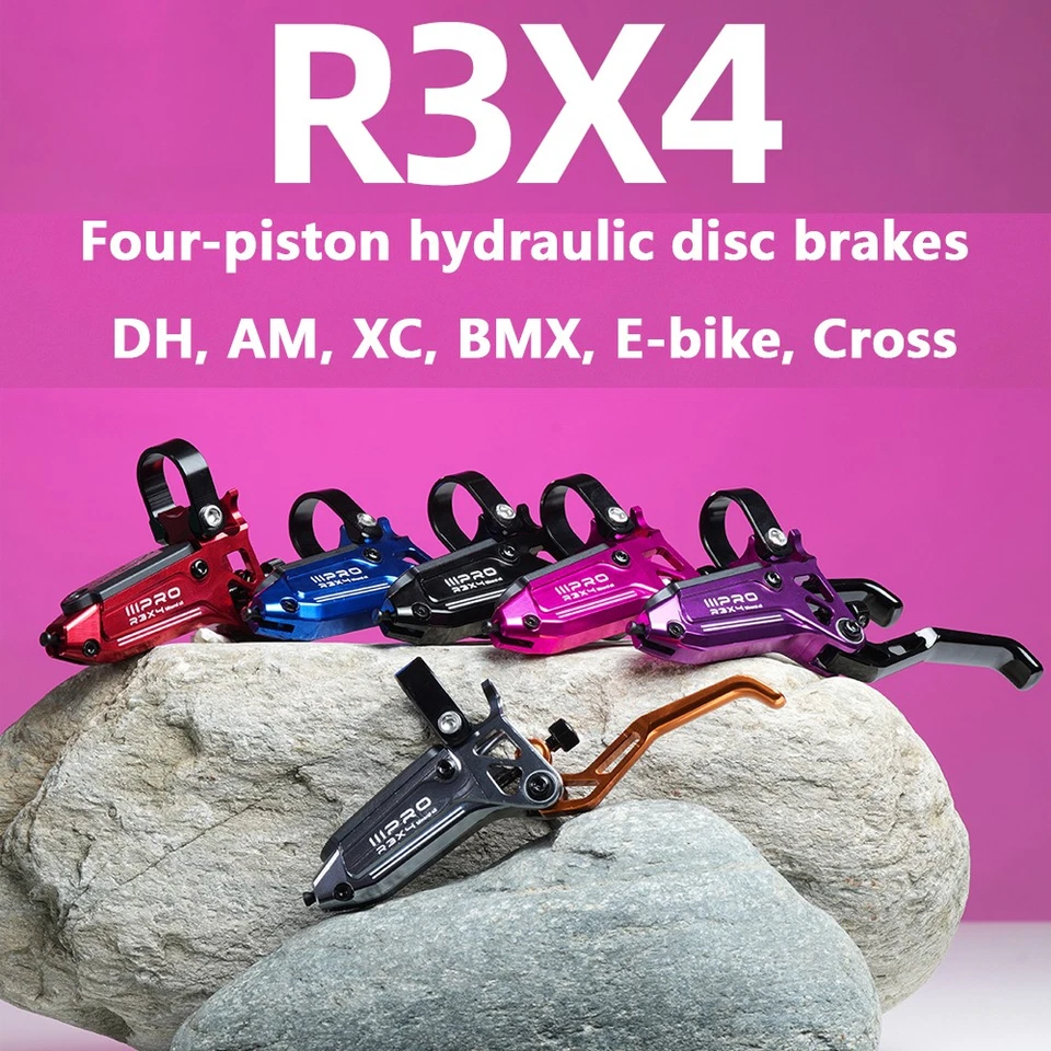 Juego de frenos de disco hidráulicos para bicicleta MTB IIIPRO R3X4 4 pistones delanteros y traseros 880/1700 mm Foto 2 de 4