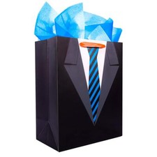 Father's Day Gift Bags,13" Large Gift Bag with Tissue Paper for Dad, Groomsme...