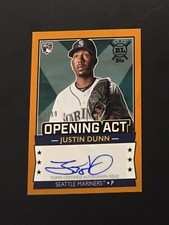 2020 Topps Big League Opening Act Justin Dunn Auto Orange #/99