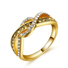 Infintiy Wedding Ring for Women 18k Yellow Gold Plated Cubic Zirconia Size 6-10