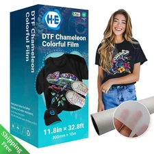 11.8" x 32.8ft Holographic DTF Film Colorful For All Fabric T-Shirt Cold Peel