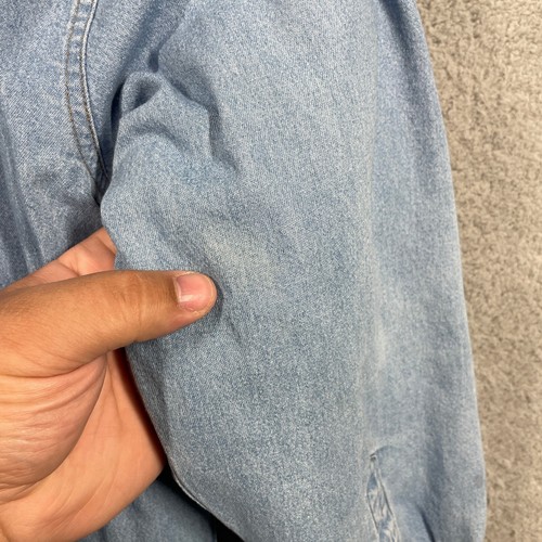 Highland Shirt Men's Large Denim Blue Fleece Lined Long Sleeve Shacket Workwear - Picture 8 of 16