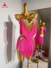 Latin Dance Fringe Dress Women Customsized Senior AB Stones Clothing TangoChacha