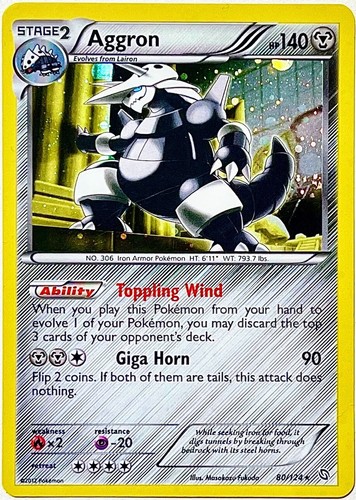 Aggron 80/124 COSMOS HOLO Rare Pokemon Card TCG 2012 ALT ART Nintendo LP