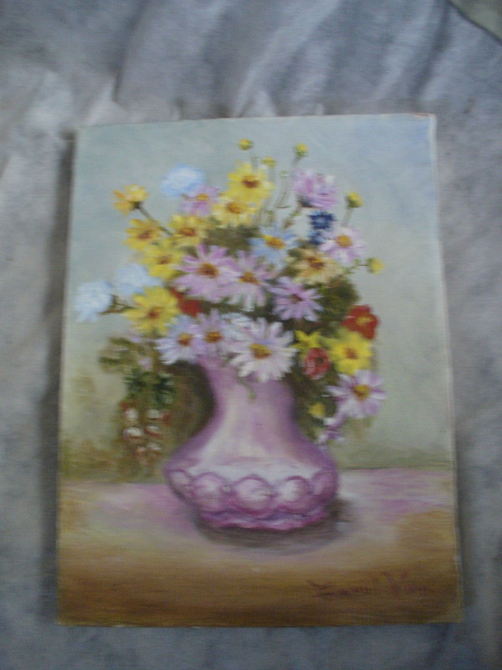 Flowers and Vase Painting Carol Van 12" X 9" eBay