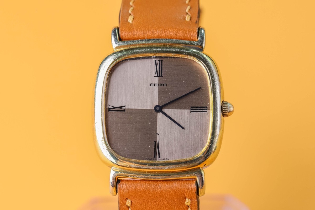 Seiko 2220-1400 Brown Dial Tank style Manual Wind 41x32mm Men's