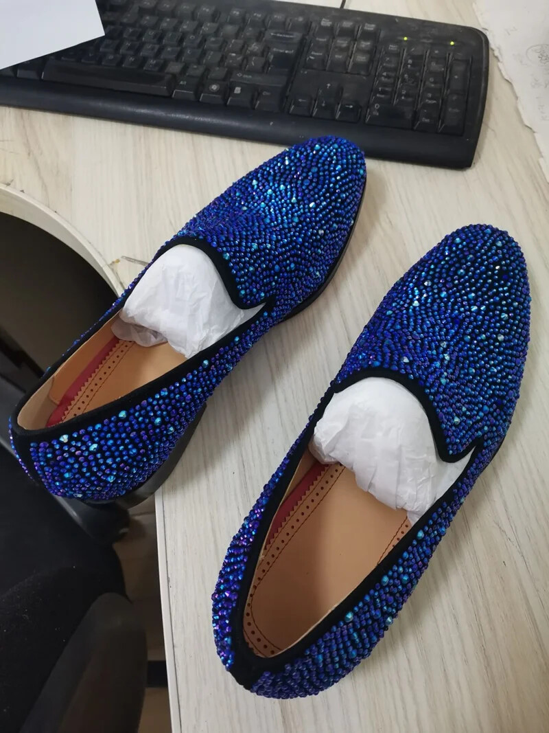 Luxury Men Rhinestone Loafers Formal Dress Shoes Slip On  display picture 2