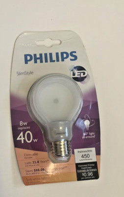 Philips SlimStyle 8w 40w Equivalent Dimmable LED Light Bulb Soft Damaged Box