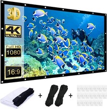 VIDEO PROJECTION SCREEN 150" SUPPORT DOUBLE SIDED PROJECTION FOLDABLE PORTABLE