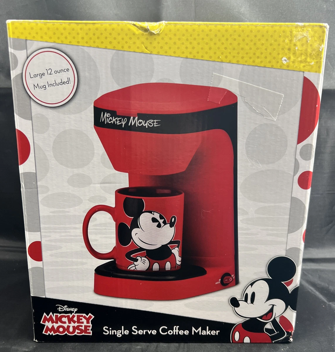 DISNEY Mickey Mouse Single Serve Coffee Maker Includes 12 oz Mug NEW IN BOX